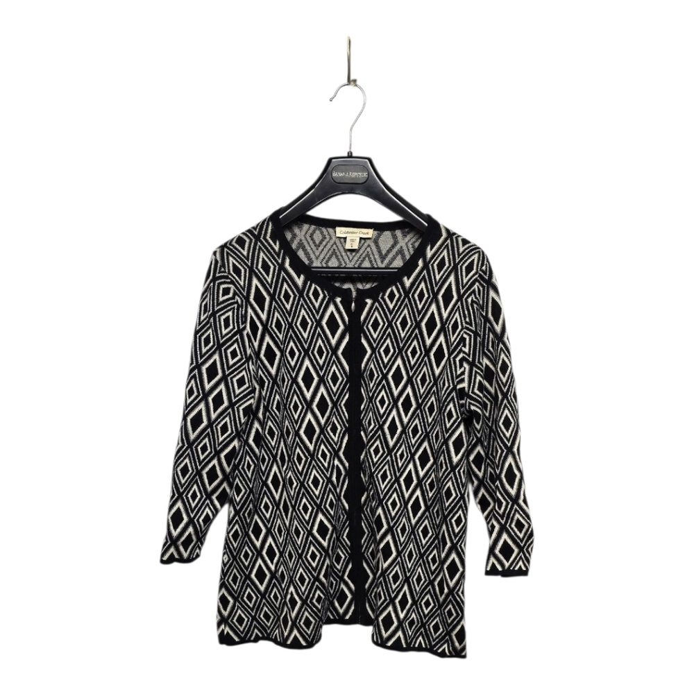 Coldwater Creek Black and White Diamond Cardigan XL